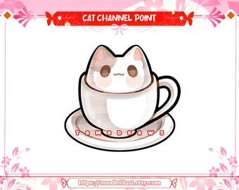 Cat-puccino coffee Channel Points | Twitch Channel Point Icon | Emotes | Point Redeem