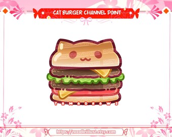Cat Burger Channel Points Icon | Twitch Stream Emote (Digital Download)