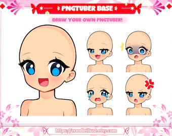 Pngtuber Base , Pngtuber base for Twitch, Youtube and Discord, DIY, Draw Your Own Pngtuber, Editable PSD Template, Chibi Base Template