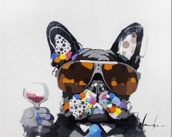 Oceanofartdecorart Wine Bulldog Oil Painting Hand Painted - Etsy Oceanofartdecorart Wine Bulldog Oil Painting Hand Painted - Etsy