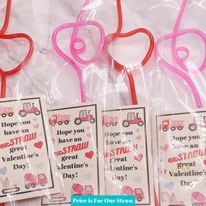 Truck Valentine's Day Favors, Truck Valentines Day Straw, Boys Valentine's Day Cards, Truck Classroom Valentine's