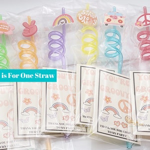 Groovy Birthday Favors, Groovy Straw, Peace and Love Party Favors, Boho Party, Groovy Girl, Groovy Baby shower, Groovy Bachelorette