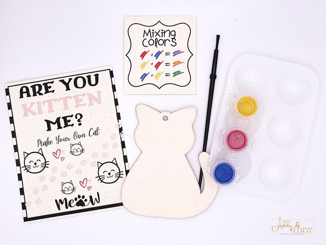 Cat Party Favor / Cat Birthday Party / Cat Party Activity / Cat Wooden Paint Kit Etsy