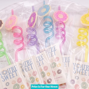 Donut Birthday Favors, Donut Straw, Doughnut Party Favors, You're Sweet Party