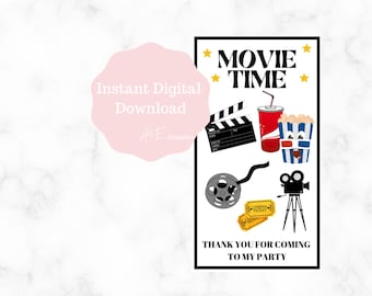 Printable Movie Party Favors / Digital Movie Party Favors / Printable Straw Party Favors / Movie Party / Movie Night Party Favors