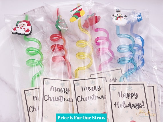 Food with Fashion Merry Christmas Gift Straws, Holiday Favors