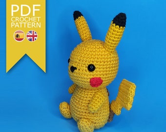 PDF amigurumi patroon. haakpatroon voor een pop in het Engels en Spaans. Gehaakte pop