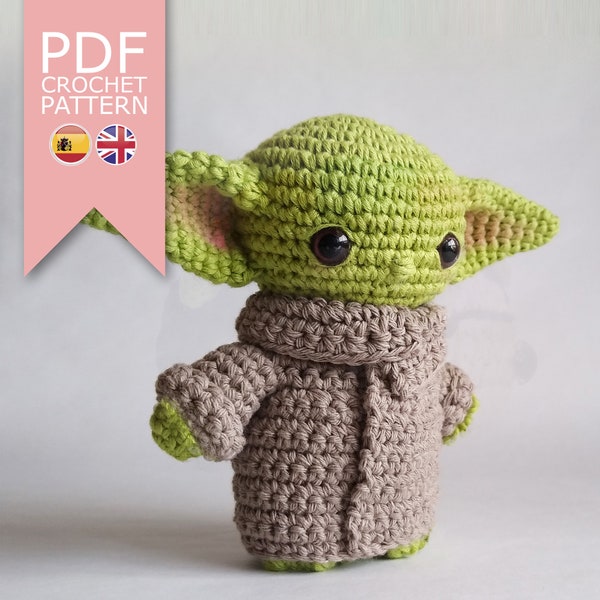 PDF-Amigurumi-Baby-Alien-Muster. Alien-Baby-Muster auf Englisch und Spanisch