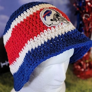 Bucket Hat Cotton Crochet Inspired by Buffalo Bills Football