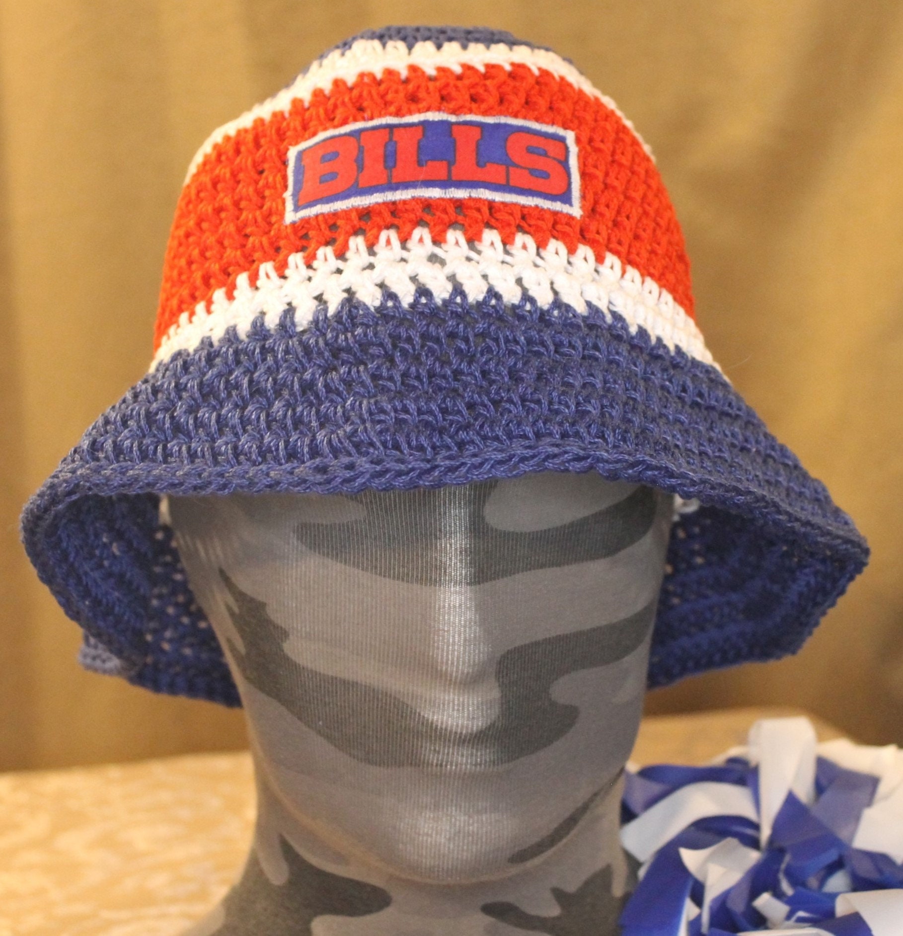 Bucket Hat Cotton Crochet Inspired by Buffalo Bills Football Free Shipping  