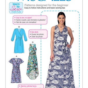 McCall&#39;s 7406 - Womens&#39; Wrap Dress with Belt Pattern - Size 8-14