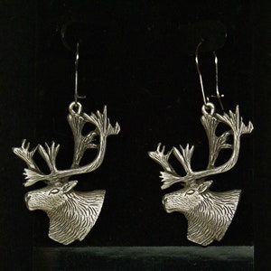 Empire Pewter Caribou Head Pewter Dangle Earrings