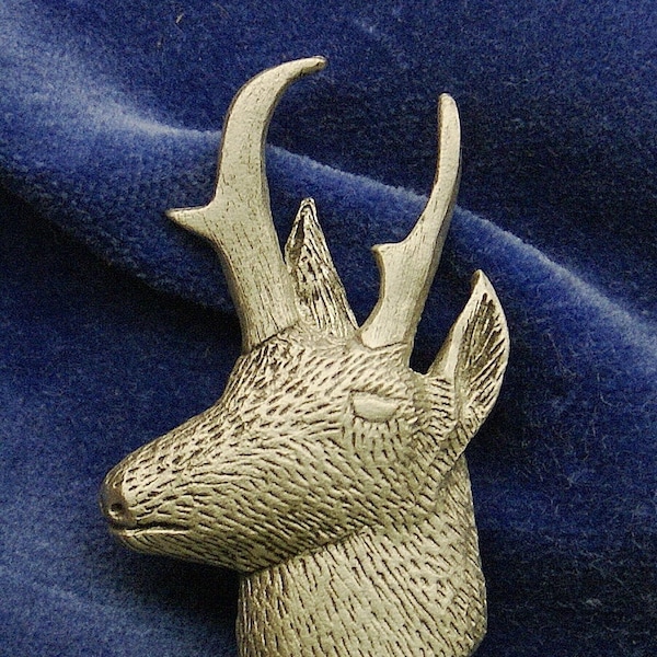 Empire Pewter Pronghorn / Antelope Head Pewter Pin