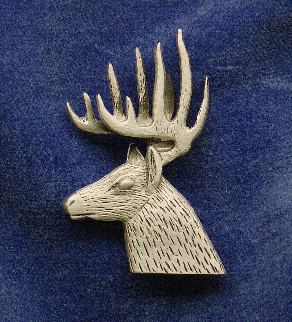 Deer Stag Antler Handmade Pewter Pin Brooch Set - 3 X Badge In Gift Box - Foto 3
