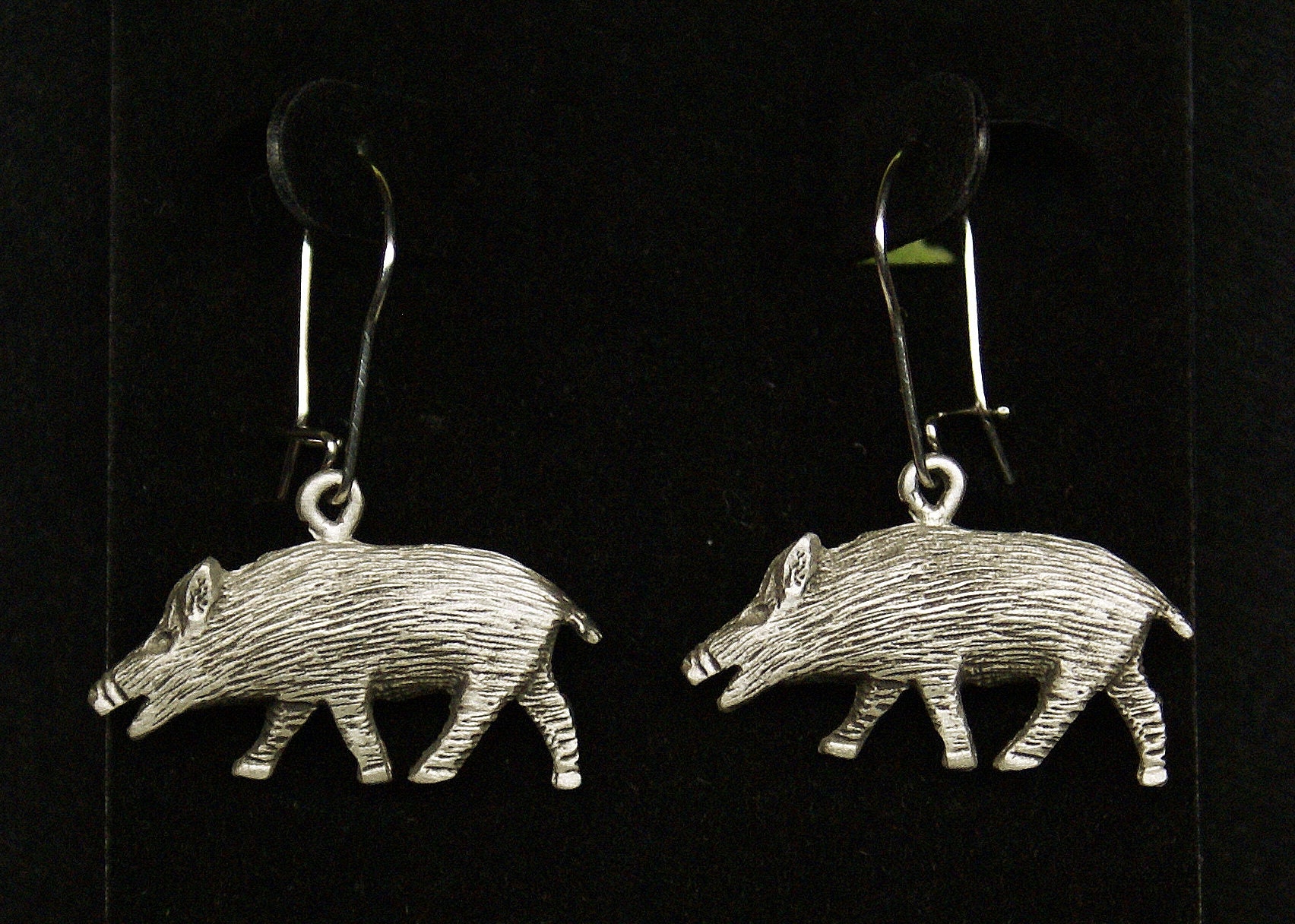 Empire Pewter Boar Hog Pewter Dangle Earrings