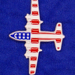 Empire Pewter Stars & Stripes KC-130 Hercules Airplane Flag Pewter Pin