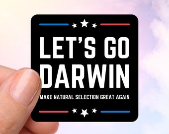 Let's Go Darwin Sticker, Charles Darwin, Natural Selection, Funny Stickers, Water Bottle Stickers, Laptop Decals, Science Stickers