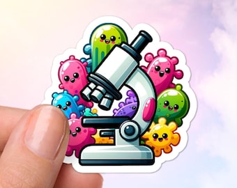 Cute Microbiology Sticker, Glossy Vinyl, Stick on a Laptop, Water Bottle, Notebook, Great for a Scientist, Science Teacher, Biologist