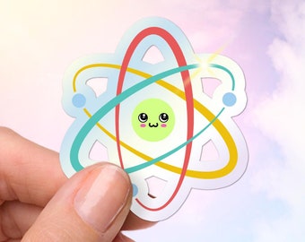 Cute Atom Sticker, Holographic Vinyl, Stick on a Laptop, Notebook, Water Bottle, Great for a Physics or Science Teacher, Student, Physicist