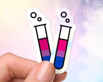 Bisexual Pride Test Tube Stickers, LGBTQ Stickers, Science Stickers, Laptop Stickers, Vinyl Stickers, Water Bottle Stickers