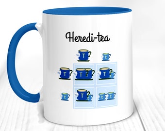 Heredi-Tea Mugs, Heredity Punnett Square, Funny Science Mug, Great Gift for a Teacher, Biologist, Genetic Scientist, Geneticist, or Nerd