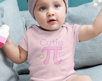 Pink Cutie Pi Baby Onesies®, Gerber Brand 100% Cotton, Baby Bodysuit, Great Gift for Nerdy Mom to Be, Baby Showers, Math Geeks, Nerds