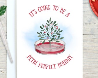 Cartes de Noël de boîte de Pétri, jolie idée cadeau de vacances pour un professeur de chimie, de chimie, de biologie ou de sciences, technicien de laboratoire, scientifique de laboratoire