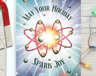 Cartes de Noël atomiques - Que vos vacances soient une source de joie, carte de vœux scientifique drôle, idéale pour un physicien, professeur de physique, astrophysicien