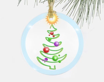 Décoration en acrylique transparent en forme de boîte de Petri (imitation), décoration scientifique, cadeaux de biologie, cadeaux pour techniciens de laboratoire, décoration de Noël, microbiologie