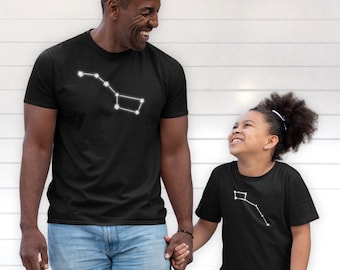 Daddy and Me Big Dipper and Little Dipper Shirts, Great for Father's Day, Dad's Birthday, Family Gift, Astronomy and Space Lovers
