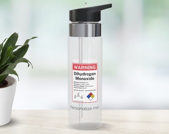Personalized Dihydrogen Monoxide Water Bottle, Funny Gift for Chemistry Teachers, STEM Students, Chemists, Science Lovers, Geeks, Nerds
