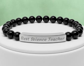 Bracelet scientifique personnalisé, bijoux gravés personnalisés, cadeau pour un professeur de sciences, un scientifique, une équipe de laboratoire, idéal pour l'obtention du diplôme, la retraite