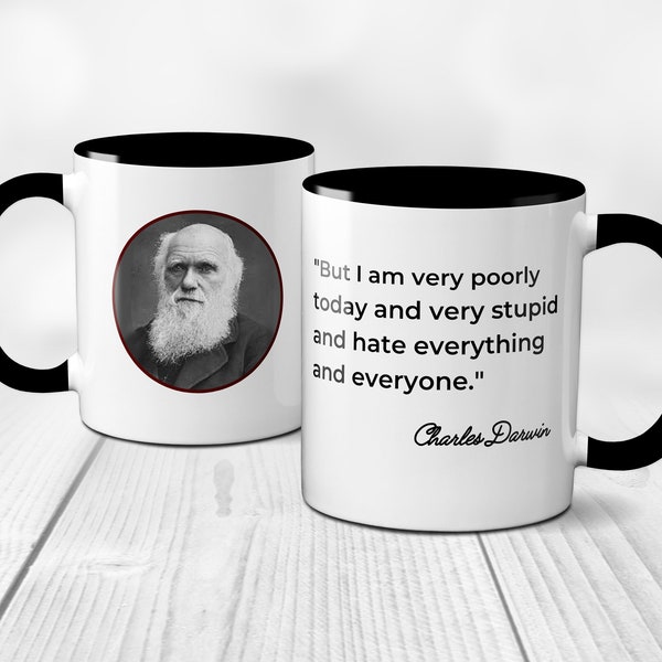 Grumpy Charles Darwin Mug, One of Those Days, Mood, Funny Mugs, Science Gifts, Science Teacher Gifts, Science Teacher Mugs
