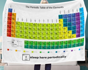 Personalized Periodic Table of Elements Plush Blanket, Custom Name Nerdy Couch Throw, Gift for a Chemist, Science Teacher, Scientist