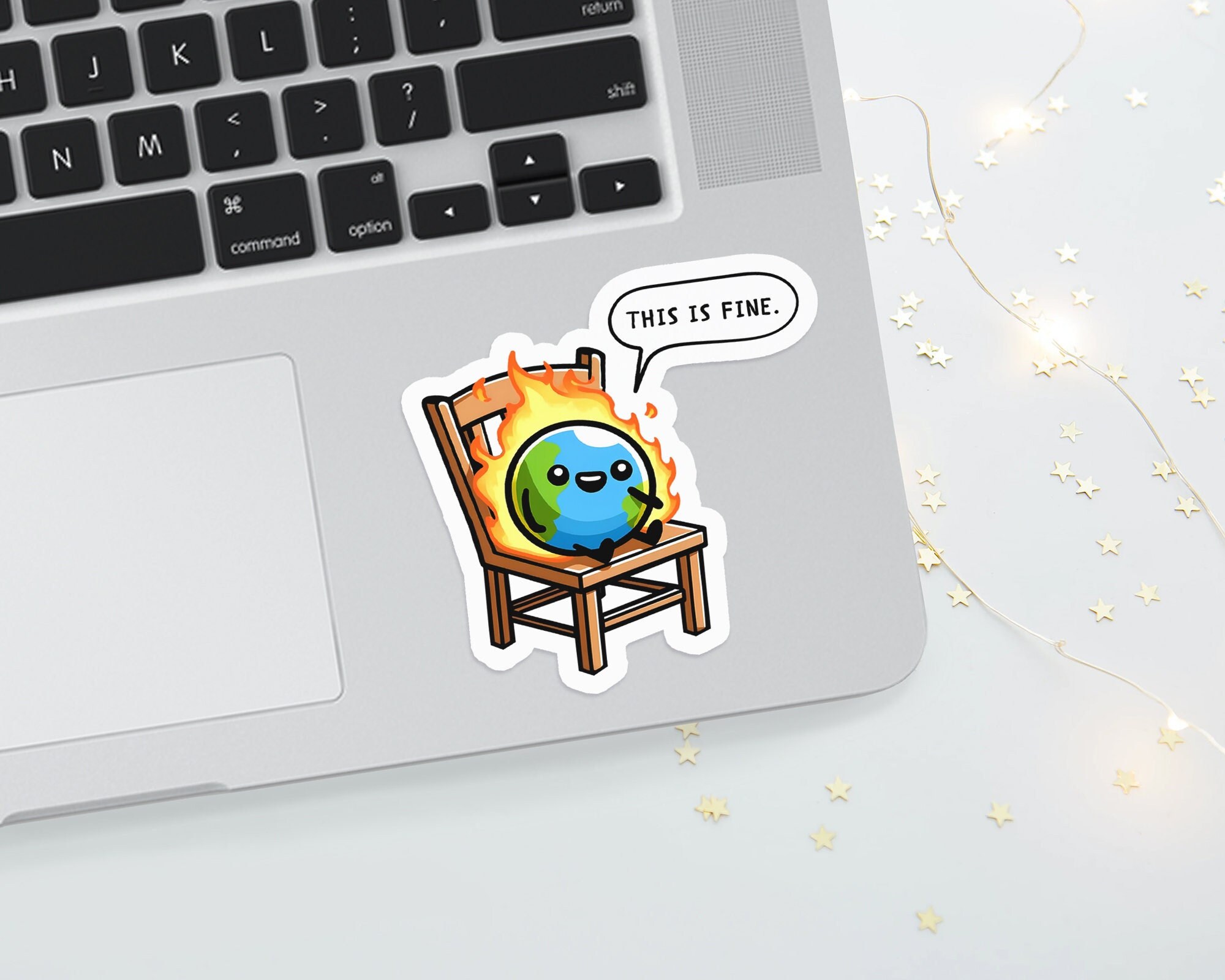 Climate Crisis Sticker Climate Crisis Sticker, Earth on Fire - This is Fine, Sarcastic Sticker ...
