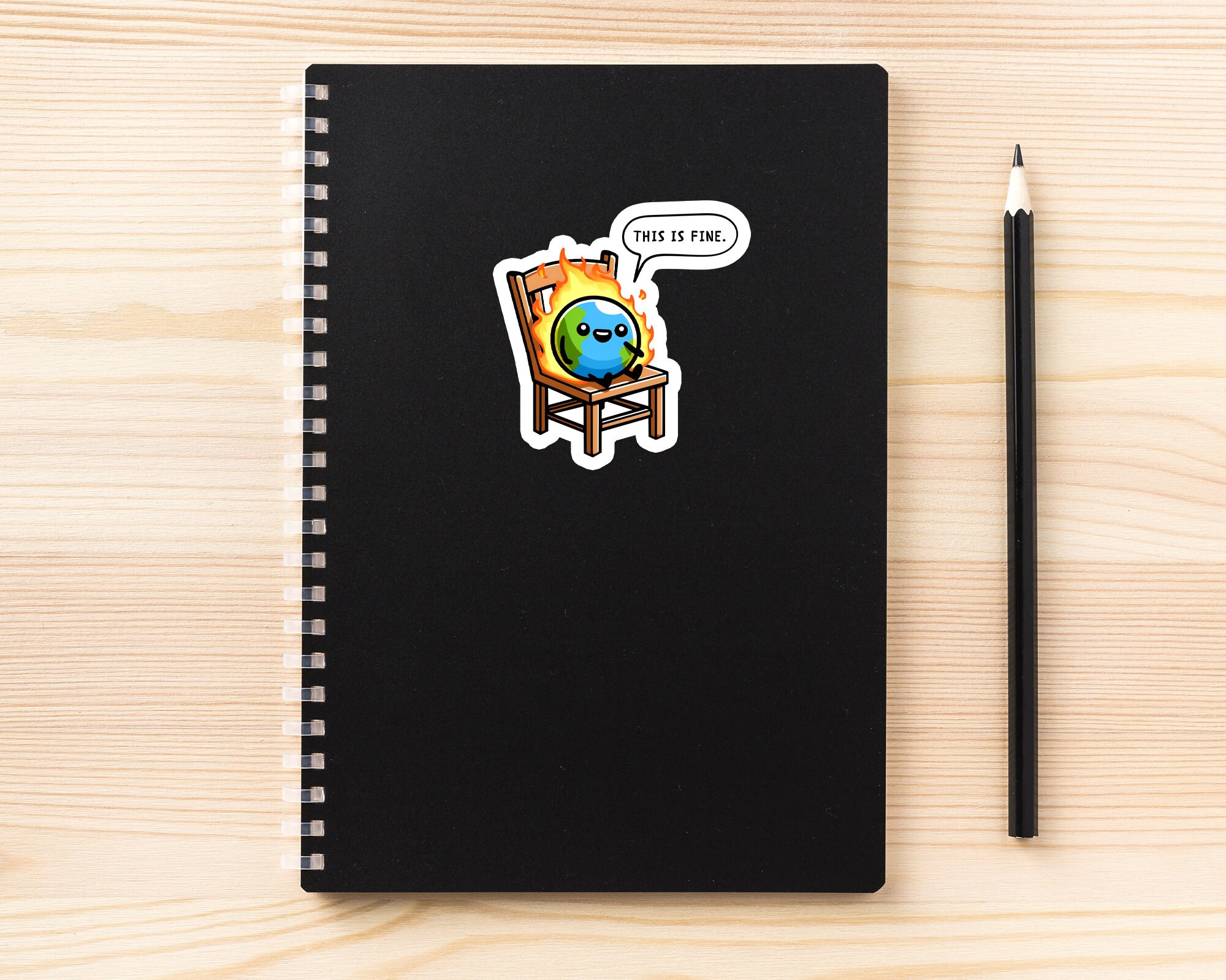 Climate Crisis Sticker Climate Crisis Sticker, Earth on Fire - This is Fine, Sarcastic Sticker ...