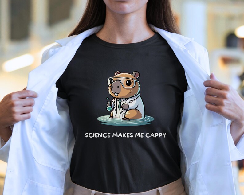 Capybara Tech Capybara Scientist Shirt, Cute and Funny Gift for a Science Teacher ...
