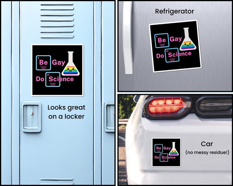 Be Gay Do Science Magnet, Cute LGBTQ Gift for a Science Teacher, Queer Scientist, Lab Tech, Place on a Locker, Refrigerator, Car Bumper image 3