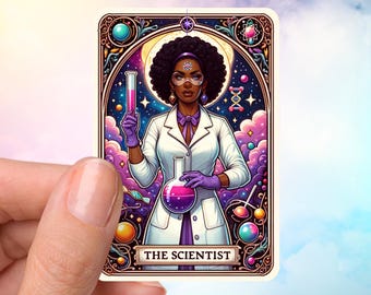 The Scientist Tarot Sticker, Black Women in STEM, Steminist, Gift for a Science Teacher, Biologist, Chemist, Physicist, Lab Tech