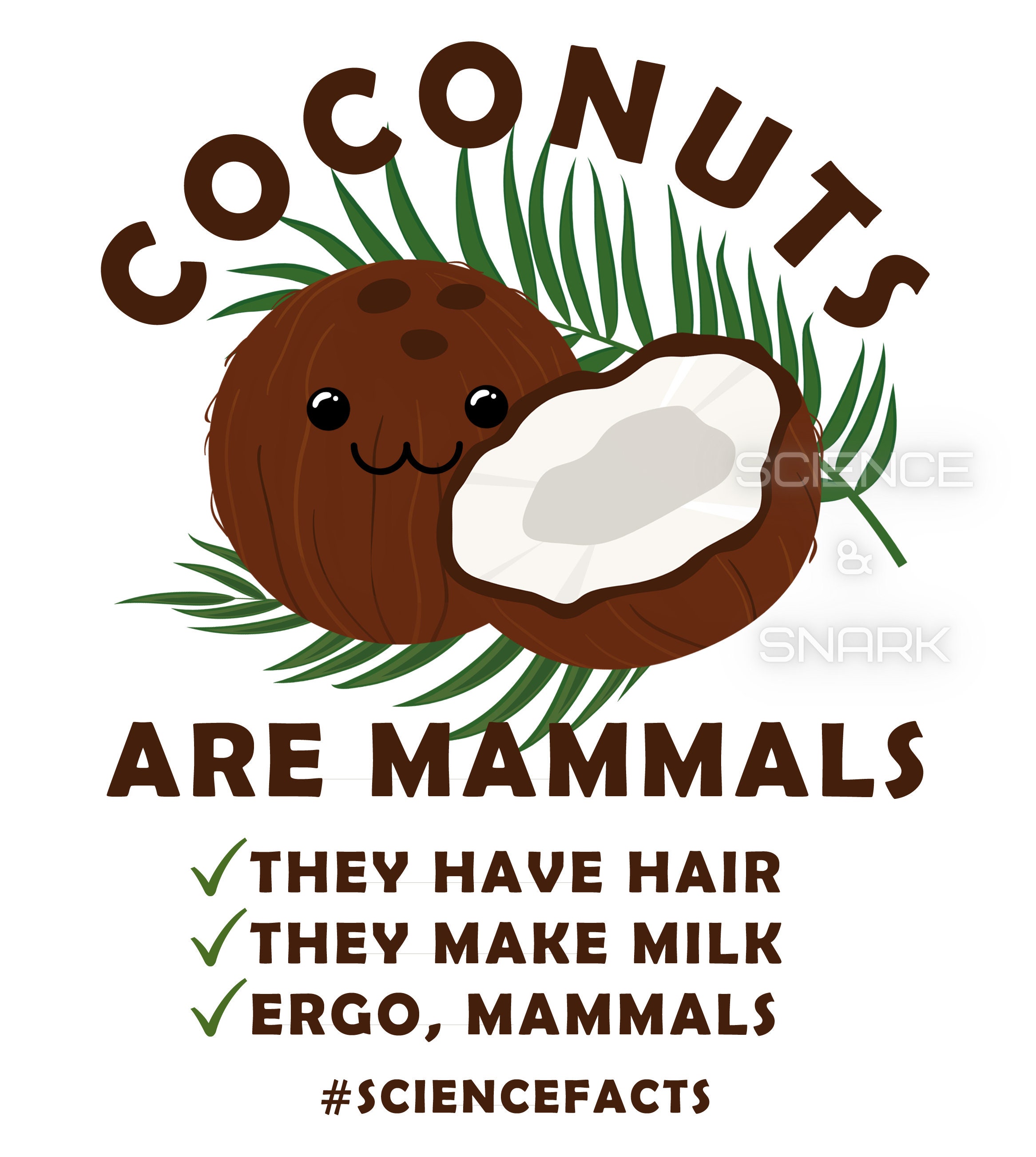 Coconuts Are Mammals TShirts Funny Science Shirt Biology Etsy