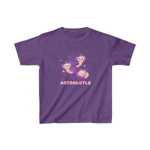 Astrolotls Kinder Shirts, süßes Axolotl T-Shirt, Zurück zu Schulkleidung, lustiges Geschenk für Kinder, die Weltraum, Wissenschaft oder Axolotl lieben Purple