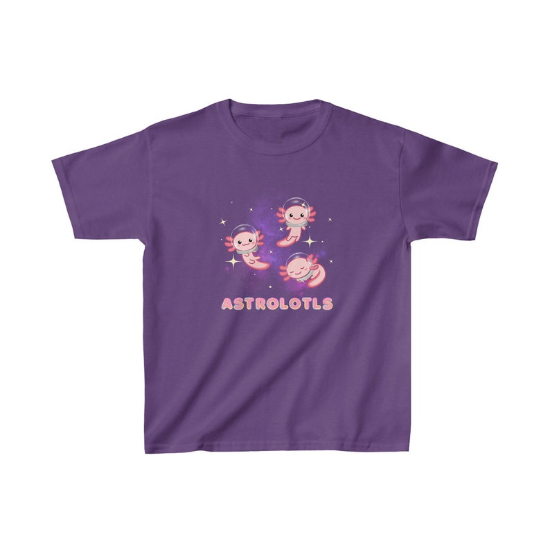 Astrolotls Kinder Shirts, süßes Axolotl T-Shirt, Zurück zu Schulkleidung, lustiges Geschenk für Kinder, die Weltraum, Wissenschaft oder Axolotl lieben Purple