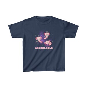 Astrolotls Kinder Shirts, süßes Axolotl T-Shirt, Zurück zu Schulkleidung, lustiges Geschenk für Kinder, die Weltraum, Wissenschaft oder Axolotl lieben Navy