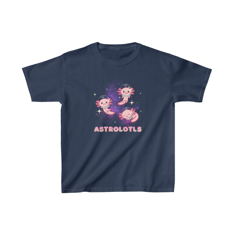 Astrolotls Kinder Shirts, süßes Axolotl T-Shirt, Zurück zu Schulkleidung, lustiges Geschenk für Kinder, die Weltraum, Wissenschaft oder Axolotl lieben Navy