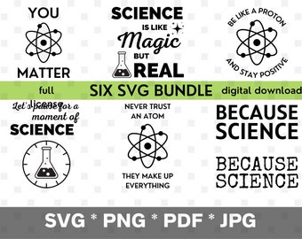 Wissenschaft SVG-Bundle: enthält PNG-, Pdf-, Jpg- und SVG-Schnittdateien aller sechs Designs, ideal für Shirts, Handwerk und Lehrer, Volllizenz