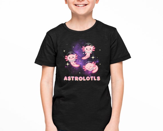 Astrolotls Kids Shirts, Cute Axolotl T-Shirt, Back to School Clothing, Funny Gift for Kids Who Love Space, Science or Axolotls