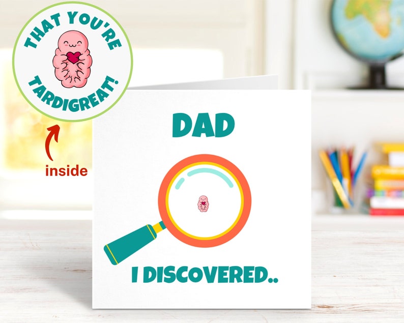 Funny Father's Day Card, Science Dad Jokes, Great for Curious Kids and Brainy Dads, His Birthday, Tardigrade Lovers, Microbiology image 1