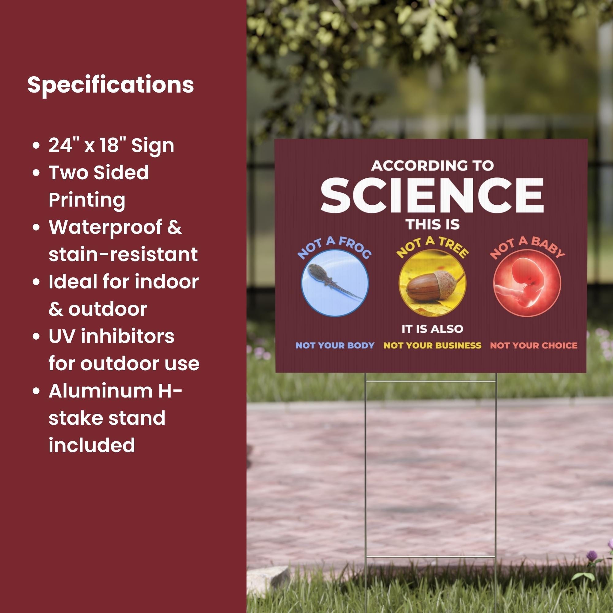 Science Lawn Sign Pro Choice Science Yard Sign - 24x18 Inch Includes Stake, Womens' and ...