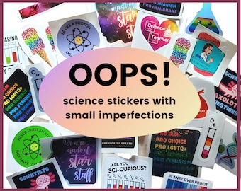 OOPS! Wissenschaft Aufkleber, Aufkleber-Packs, Laptop Aufkleber, Vinyl-Aufkleber, Holographische Aufkleber, Wissenschaft Geschenke, Aufkleber Wundertüte