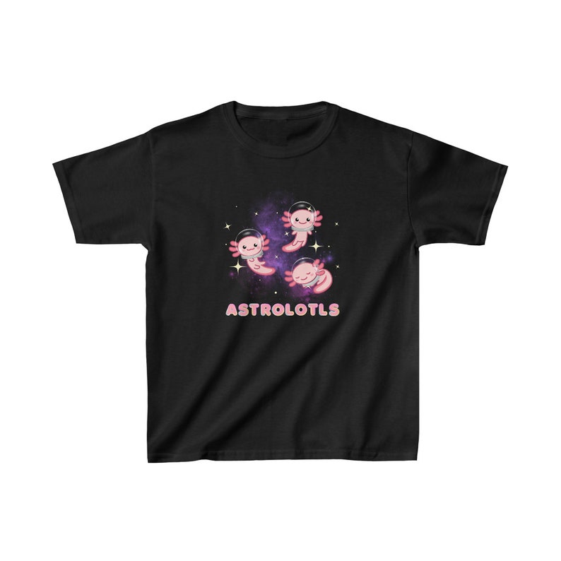 Astrolotls Kinder Shirts, süßes Axolotl T-Shirt, Zurück zu Schulkleidung, lustiges Geschenk für Kinder, die Weltraum, Wissenschaft oder Axolotl lieben Black